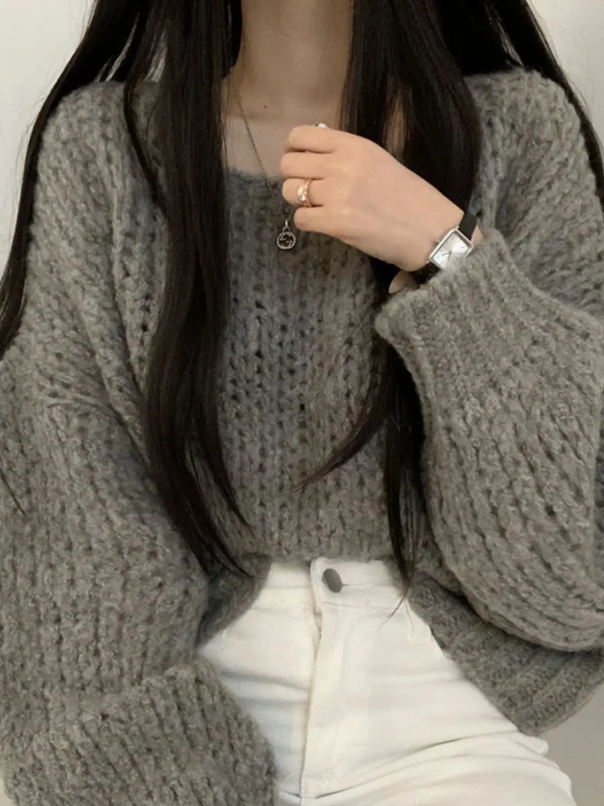 Primavera Autunno Lanterna lavorata a maglia Sve T-shirt Strato base da donna irt Capispalla rotondo Ne Long Sve Thiened Emissione di calore