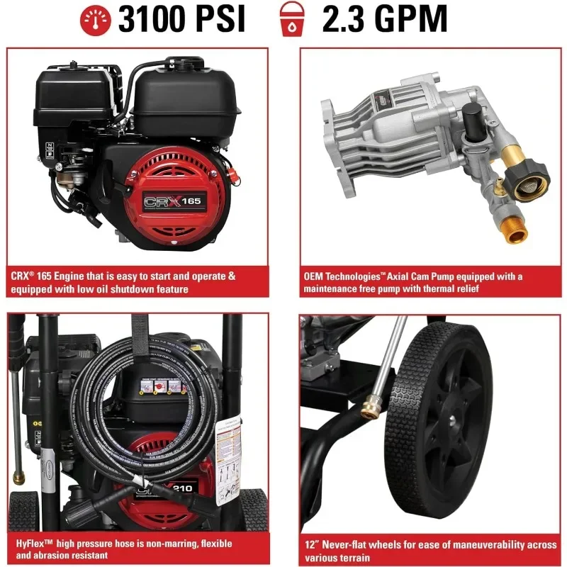 MS61222-S MegaShot 3100 PSI Gas Pressure Washer, 2.3 GPM, CRX165 Engine, Includes Spray Gun, Extension Wand