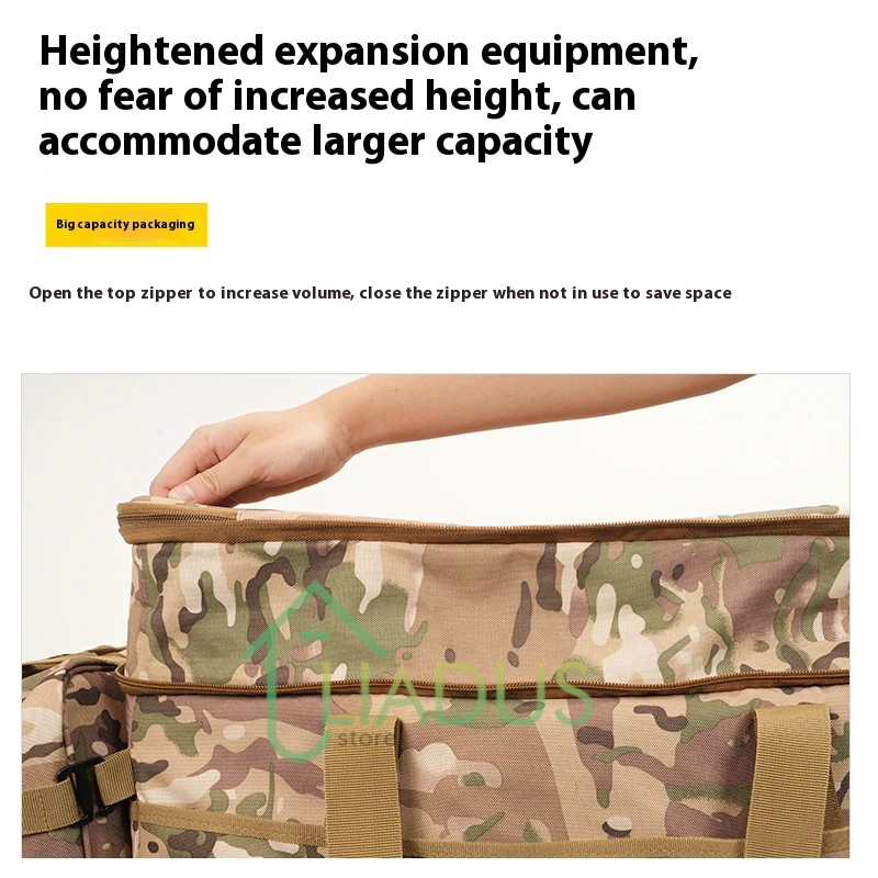 حقيبة تخزين خارجية سعة 86 لترًا، حقيبة ظهر مقاومة للماء، حقيبة ظهر متينة مقاومة للاهتراء، حقيبة ظهر محمولة باليد، معدات عسكرية خارجية