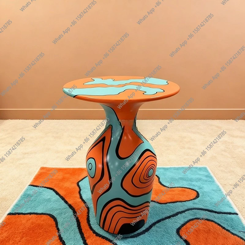 

Retro Pop Art Contrast Color Edge Designer Orange Blue Abstract Pattern Living Room Sofa Corner