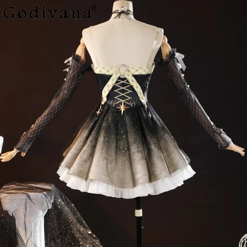 Halloween Lolita Style Dress Girls Naraka Bladepoint Tarka Ji Cosplay Costume Lace Trim Anime Party Roleplay Outfit for Women