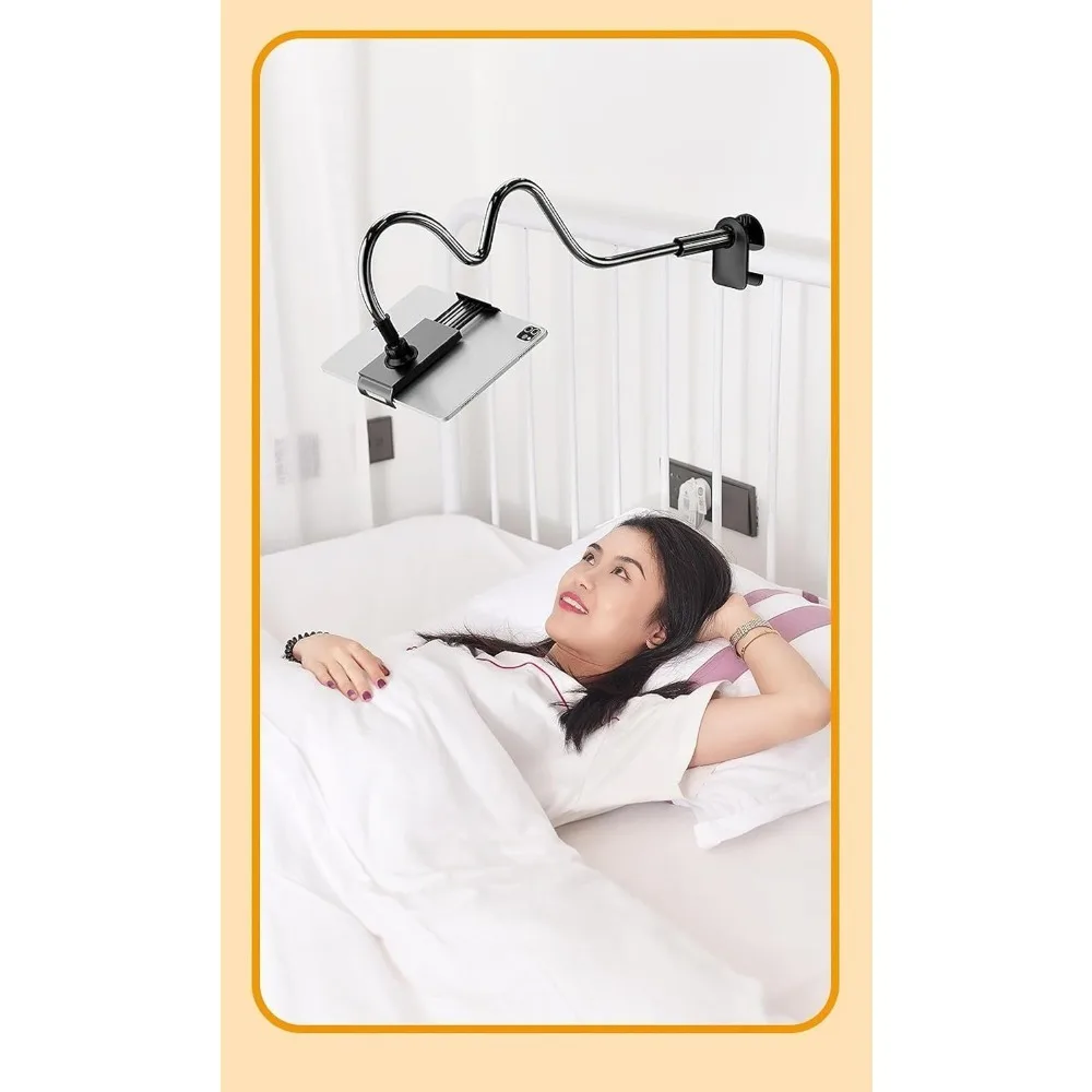 2024 Updated Gooseneck Tablet Holder Stand for Bed 100cm 39.4in Adjustable Flexible Arm Tablets Mount Clamp on Table Compatible