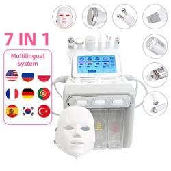 7 in 1 Beauty Hydro Water Oxygen Skin Peel Equipment H202 Deep Cleaning Small Bubble Face Massage Machine With Led Mask For Spa