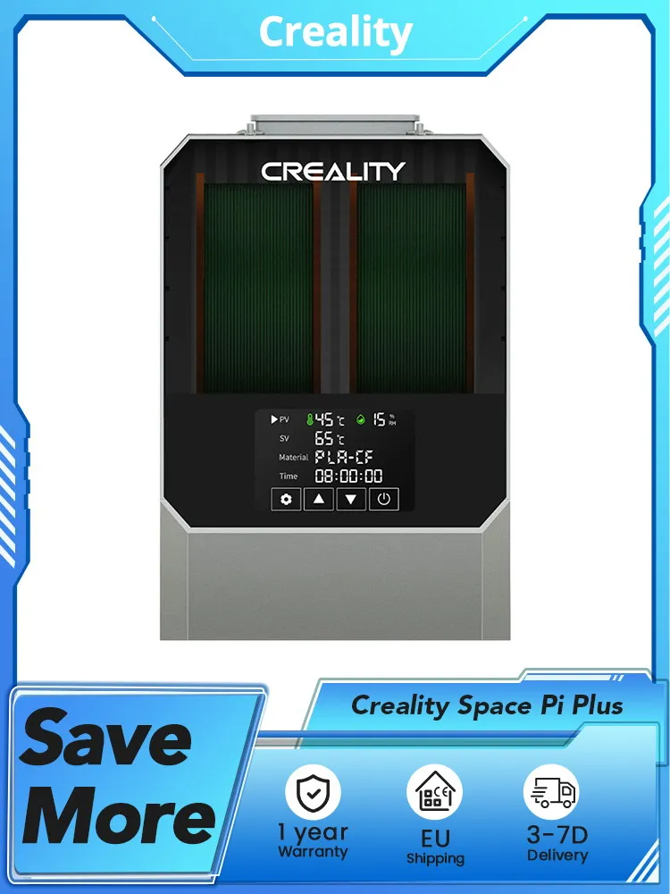 Creality Space Pi Plus filamentdrogerbox voor 3D-printer, 2 rollen capaciteit, PTC 360 graden heteluchtverwarming, 48 uur timer, LCD-touch - afbeelding 2