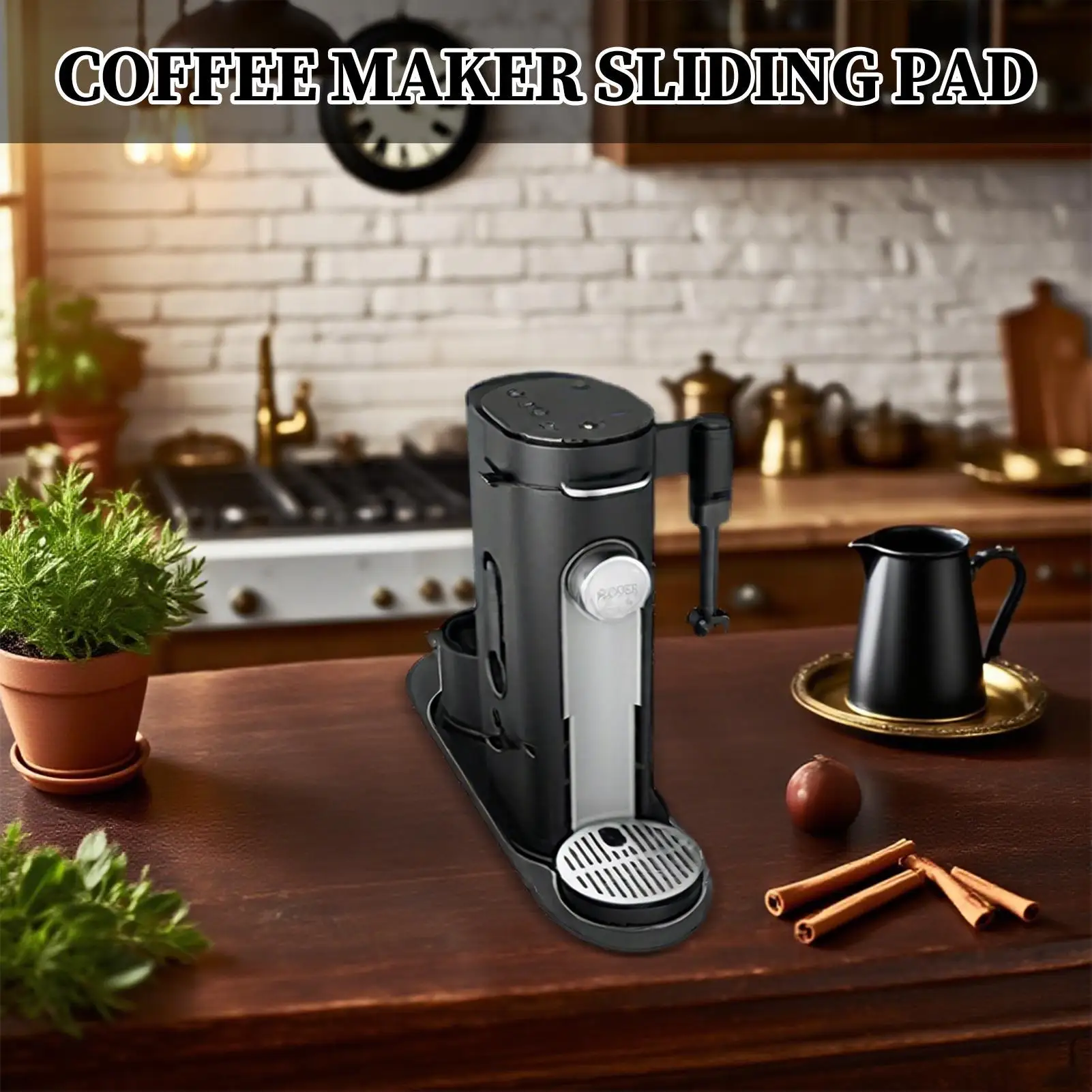 Coffee Maker Sliding Pad Coffee Maker Sliding Mat With Strap 16.5 X 5.9 Inch Cushion With Anti-Slip Base For Serving Kitchen