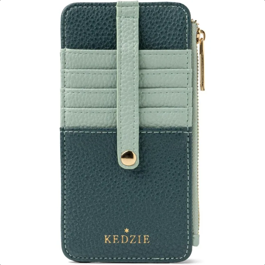 

KEDZIE entials Only Women's Zippered Wallet in Vegan Leather Small Card Holder Wallet Exterior ID Window