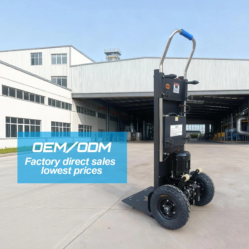 Electric Four-Wheel Foldable Portable Metal Stair Climbing Hand Truck Dolly with OEM Option