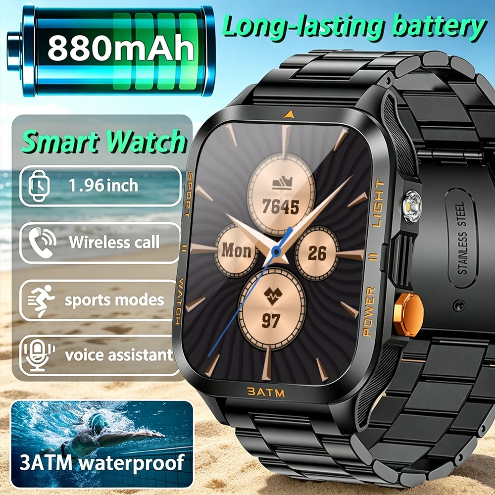T-Rex 3 Military Grade 880mAh Battery Smart Watch IPX8 Waterproof GPS Bluetooth Call AMOLED HD Men Sports 2026 New Smartwatch