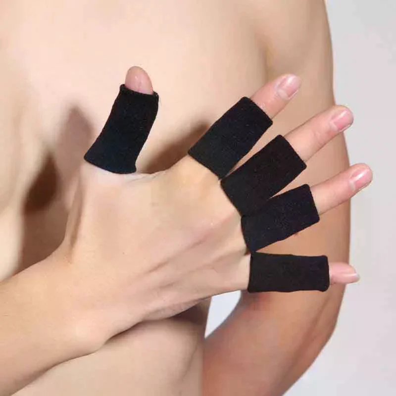 

10 шт., спортивные защитные рукава для пальцев, баскетбольные защитные рукава, фитили, противоскользящие дышащие повязки для растяжения суставов, протектор