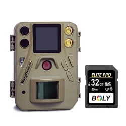 Boly Dual Flash 4K 30fps SG520-D 32G SD Card Red IR & White LED Portable Mini Sized Hunting Game Cameras for Wildlife Security