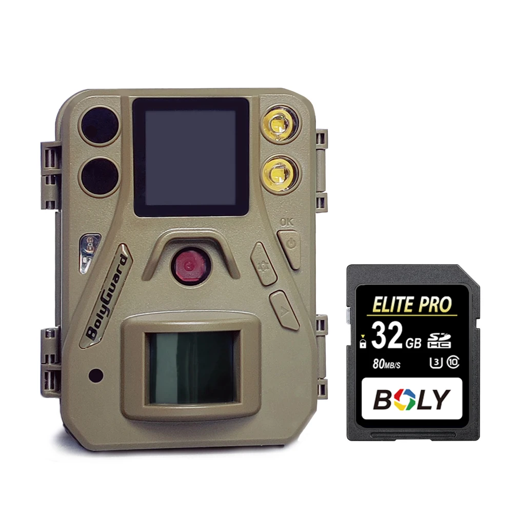 Boly Dual Flash 4K 30fps SG520-D 32G SD Card Red IR & White LED Portable Mini Sized Hunting Game Cameras for Wildlife Security