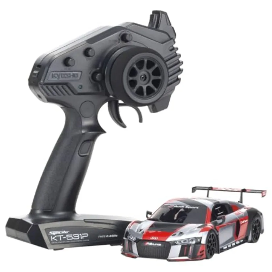 

Kyosho Mini-Z Readyset RWD MR04 Audi R8 LLMS 2016 Gray/Red Racing Car Model with High-Speed Performance and Durable Composite B
