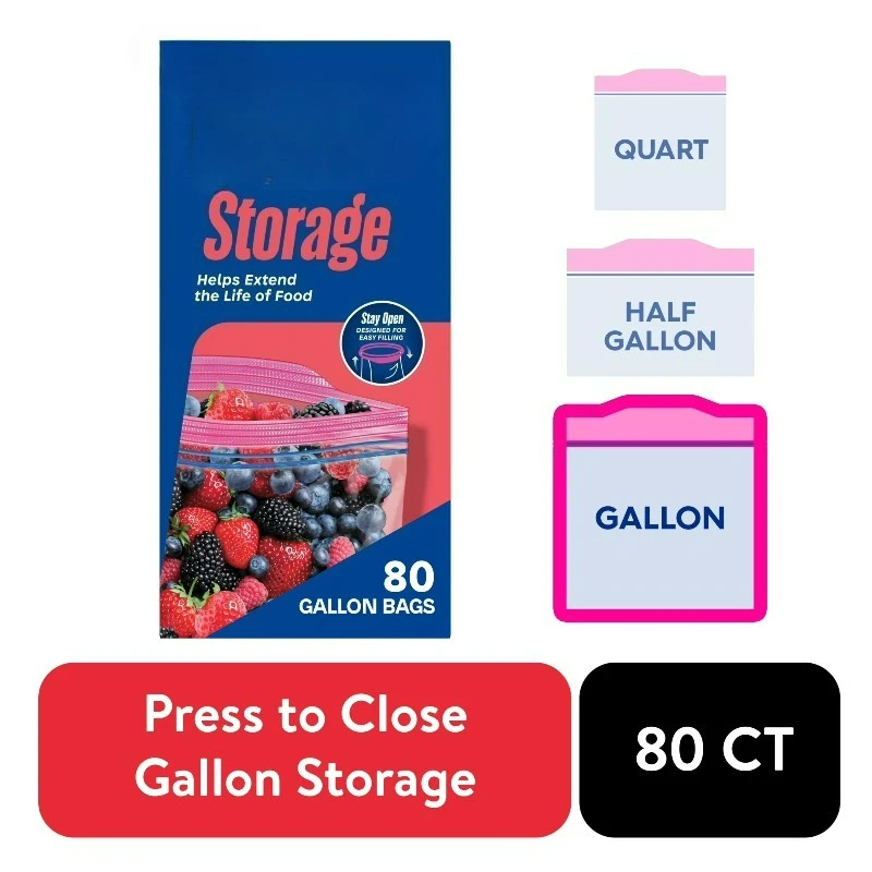 

Пакеты для хранения Brand Storage Gallon Bags, школьные принадлежности, большие пакеты для хранения продуктов, 80 штук