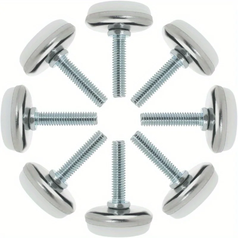 8pcs M6 x 23 x 28mm Screw on Furniture Glide Leveling Feet Adjustable Leveler Pad for Chair Industrial Machine Desk Leg