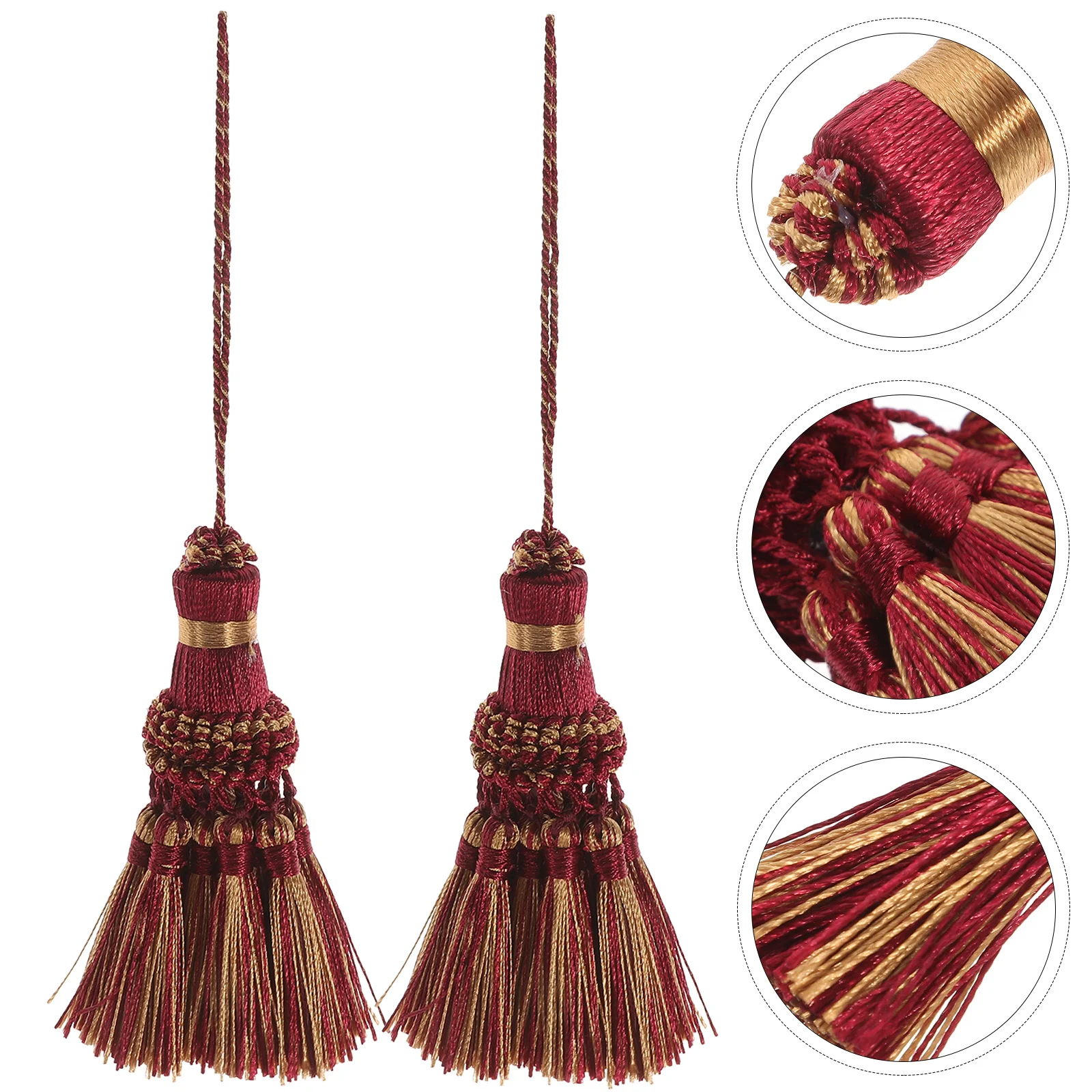 2 قطعة شرابات الستار الزخرفية تقليم البوليستر أنيقة شرابة قلادة ل ديكور المنزل نافذة الملحقات #4