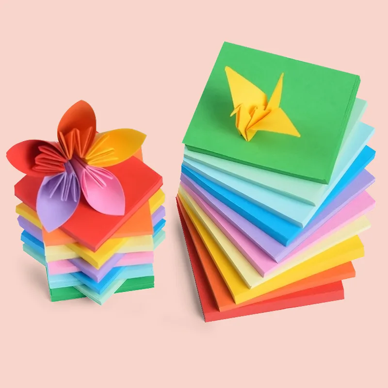 100pcs Origami Square Paper Double Sided Folding Lucky Wish Paper Crane Craft DIY Colorful Scrapbooking 7x7/10x10/15x15/20x20cm