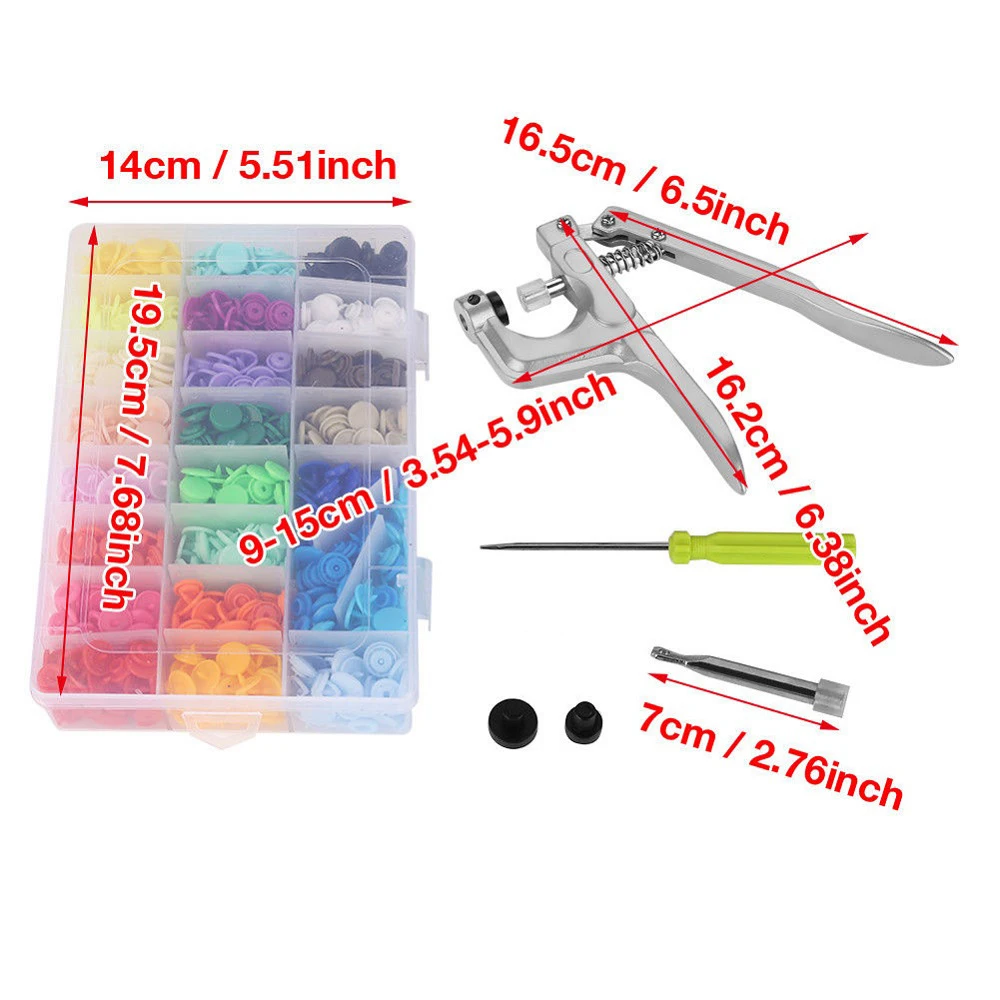 150 Pcs Complete Nice Sets T5 Press Poppers Resin Snaps Fasteners + Pliers Tool