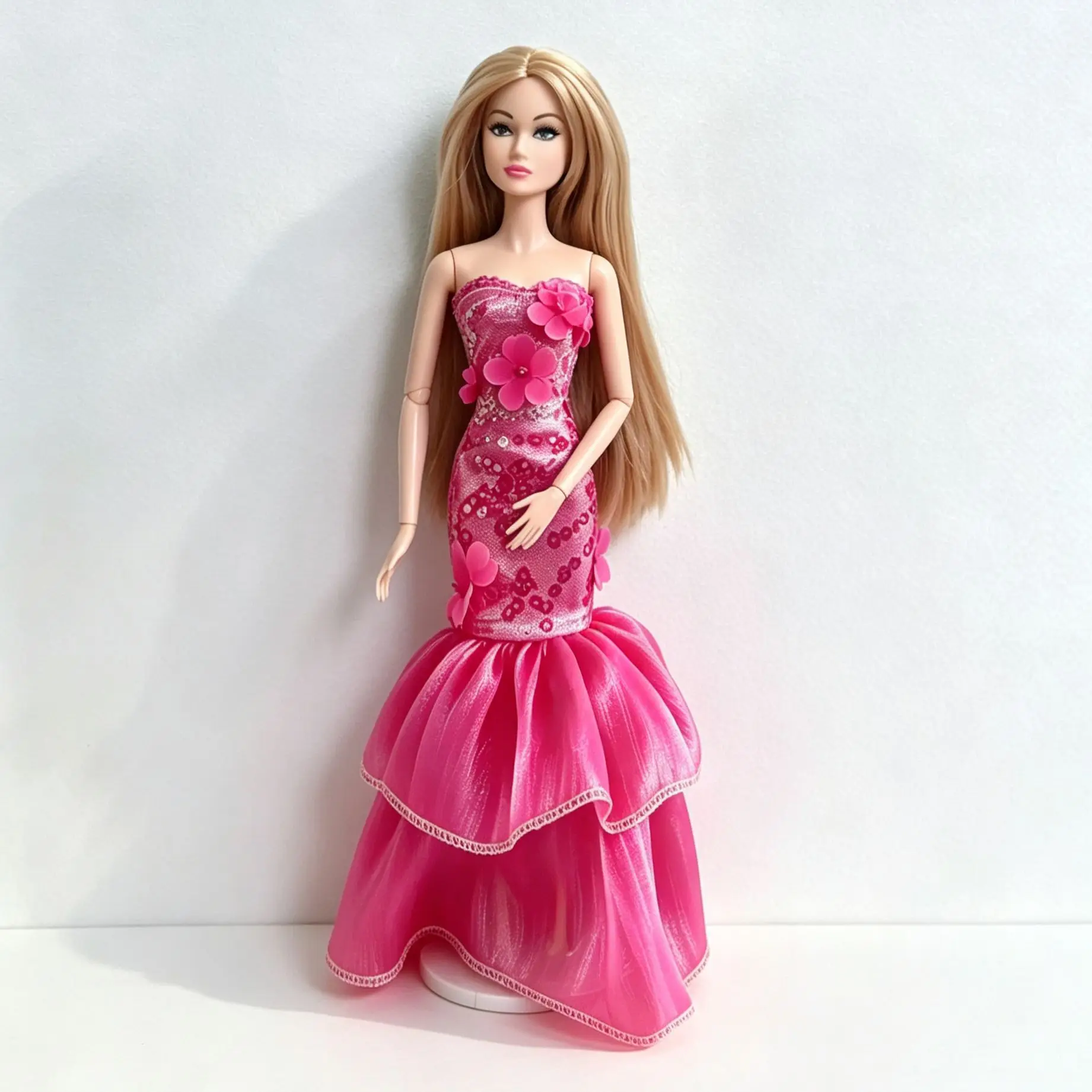 Flower Fairy Dreamy Fishtail Dress Fashion Sequinned Petal Evening Gown For 1/6 FR Babi Supermodel Doll 30cm Doll Clothes Parts