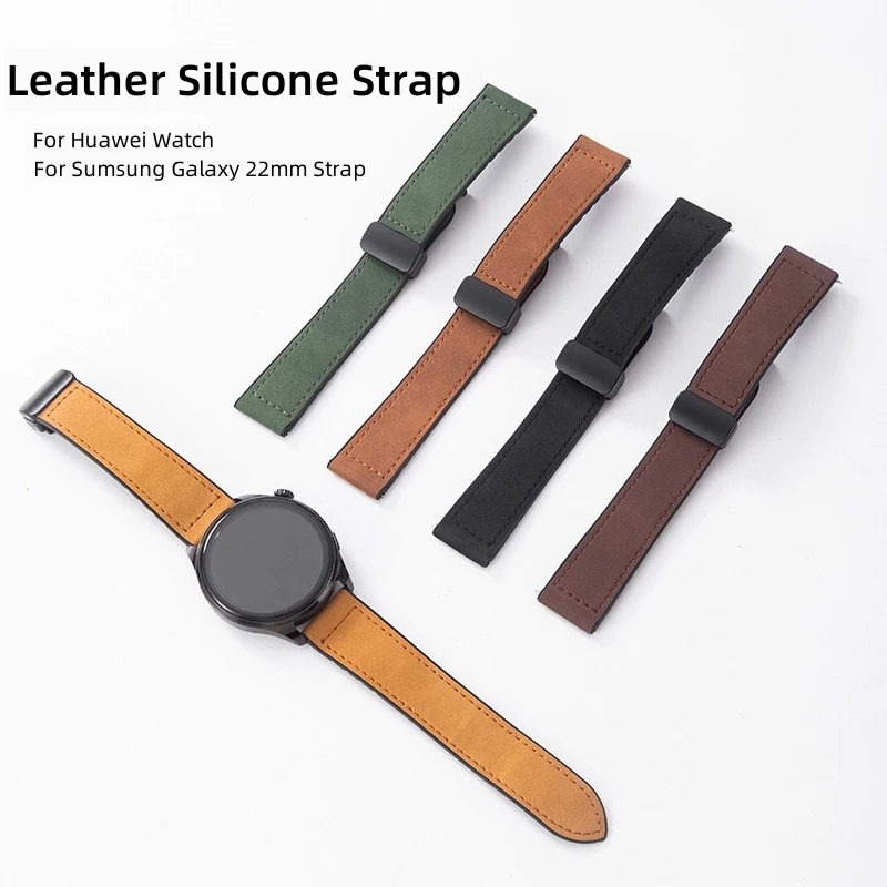 20 22mm Leather+Silicone Strap For Huawei Watch GT 4 3 2 46mm 42mm  Wristband Bracelet For Huawei Watch 4 3 GT2 3Pro GT2e GT2pro