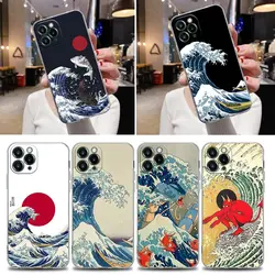 Katsushika Hokusai Japanese Art Great Wave Clear Case For iPhone 16 15 14 13 12 11 Pro Max Mini Xs XR 8 Plus Cover Silicone Case