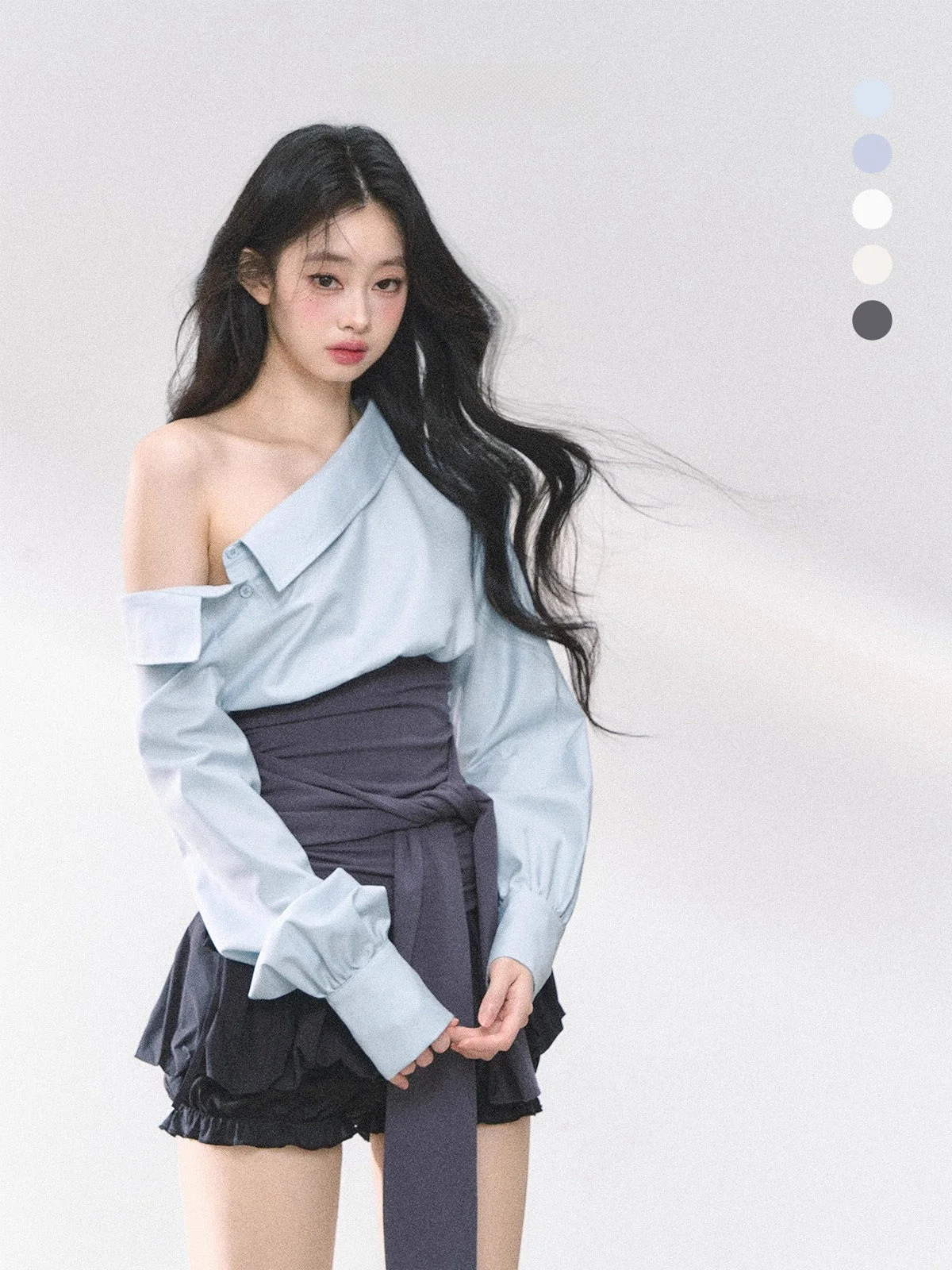 

Женская футболка AOMALM Spicy Girl с длинным рукавом и асимметричным вырезом на плече, корейская модель, летняя, для повседневной носки, топ во французском стиле с завышенной талией.