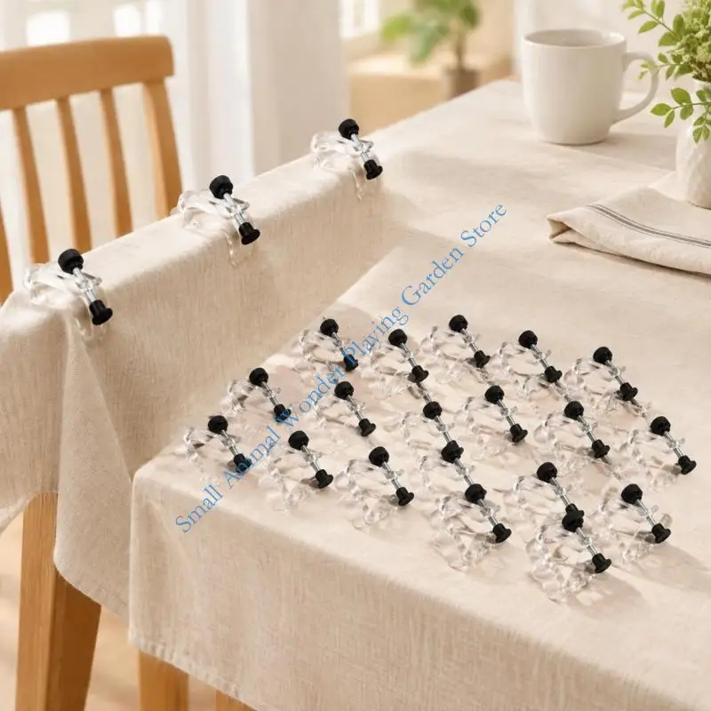 Adjustable Screw-Knob Tablecloth Fasteners, 20-Piece ABS Package with Clear Rounded Forms for Weddings, Parties, Gatherings, and
