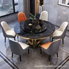 Marmor heller Luxus-Esstisch und Stuhl-Kombination, runder Tisch, Heimrestaurant-Esstisch mit Drehteller 3