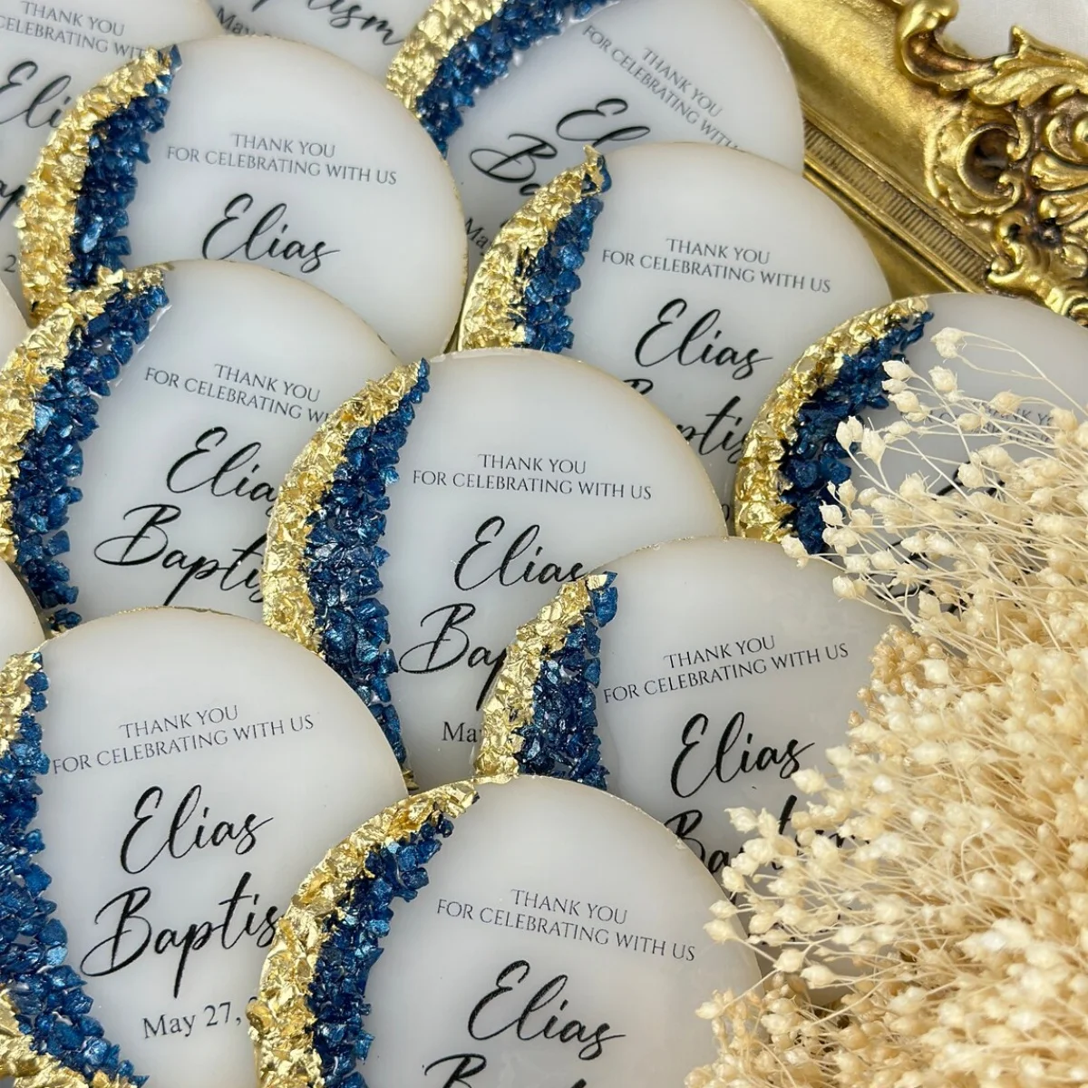 Custom  Baptism Epoxy Magnet – Christening Favor – Personalized  Baby Keepsake – Religious Gift – Baptism Souvenir