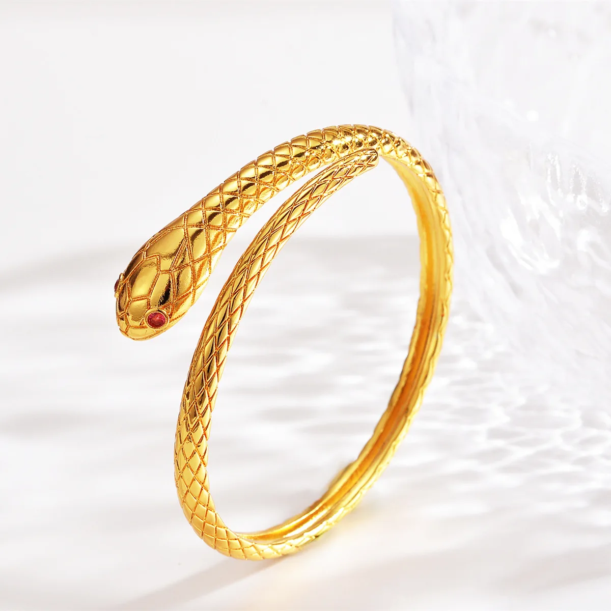 Noble AU999 gold snake bracelet personality ancient snake shape 24K pure gold bracelet ladies open bracelet real gold