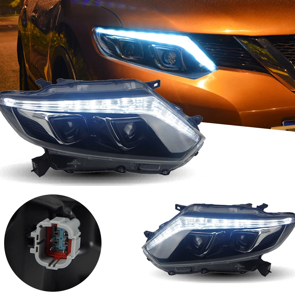 المصباح ل X-trail LED المصابيح الأمامية 2014-2016 رئيس مصباح سيارة التصميم DRL إشارة العارض عدسة اكسسوارات السيارات الجبهة أضواء #5