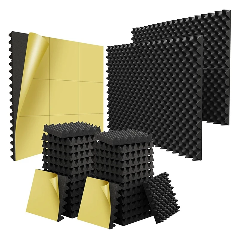 

24 Pack Self Adhesive 1.5X12x12inch Sound Proofing Egg Crate Acoustic Foam, Soundproof Wall Panels For Home & Studio Durable