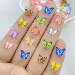 50 pezzi nuova resina carina piccola farfalla scintillante spedizione gratuita ornamento posteriore piatto creazione di gioielli accessori per capelli manicure