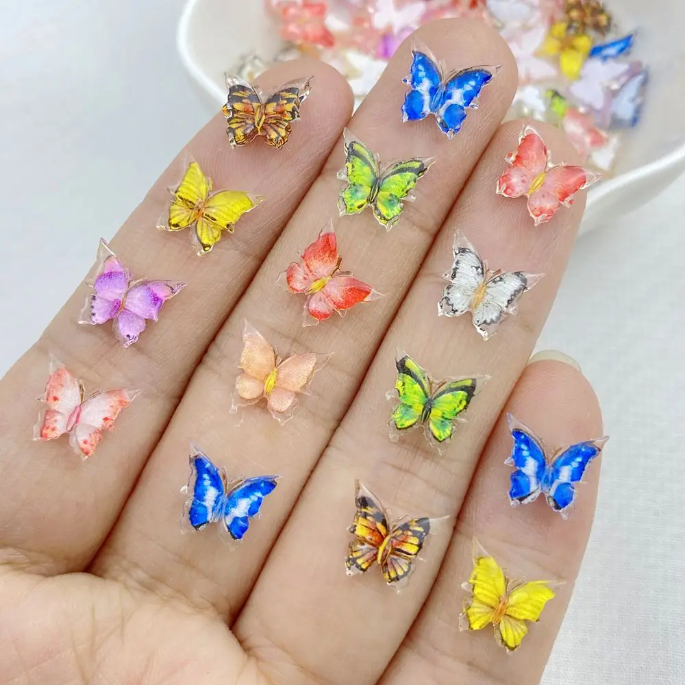 50Pcs New Cute Resin Small Sparkling Butterfly Darmowa wysyłka Flat Back Ornament Biżuteria do manicure Akcesoria do włosów