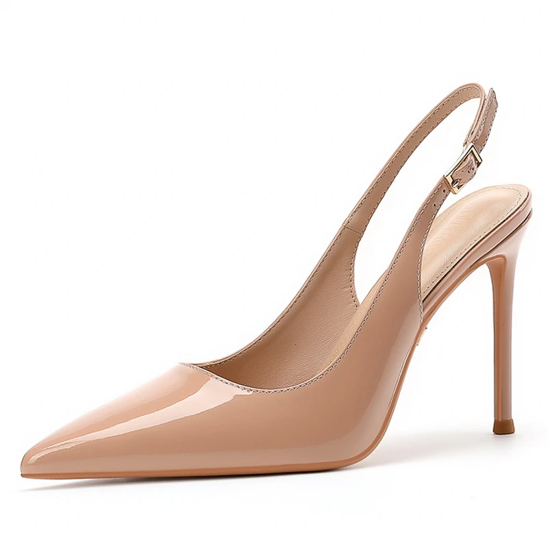 

Fashion Women 2025 New Patent Leather Thin High Heels Female Summer Pointed Toe Lady Sexy Comfortable Sandals Wedding Shoes B003