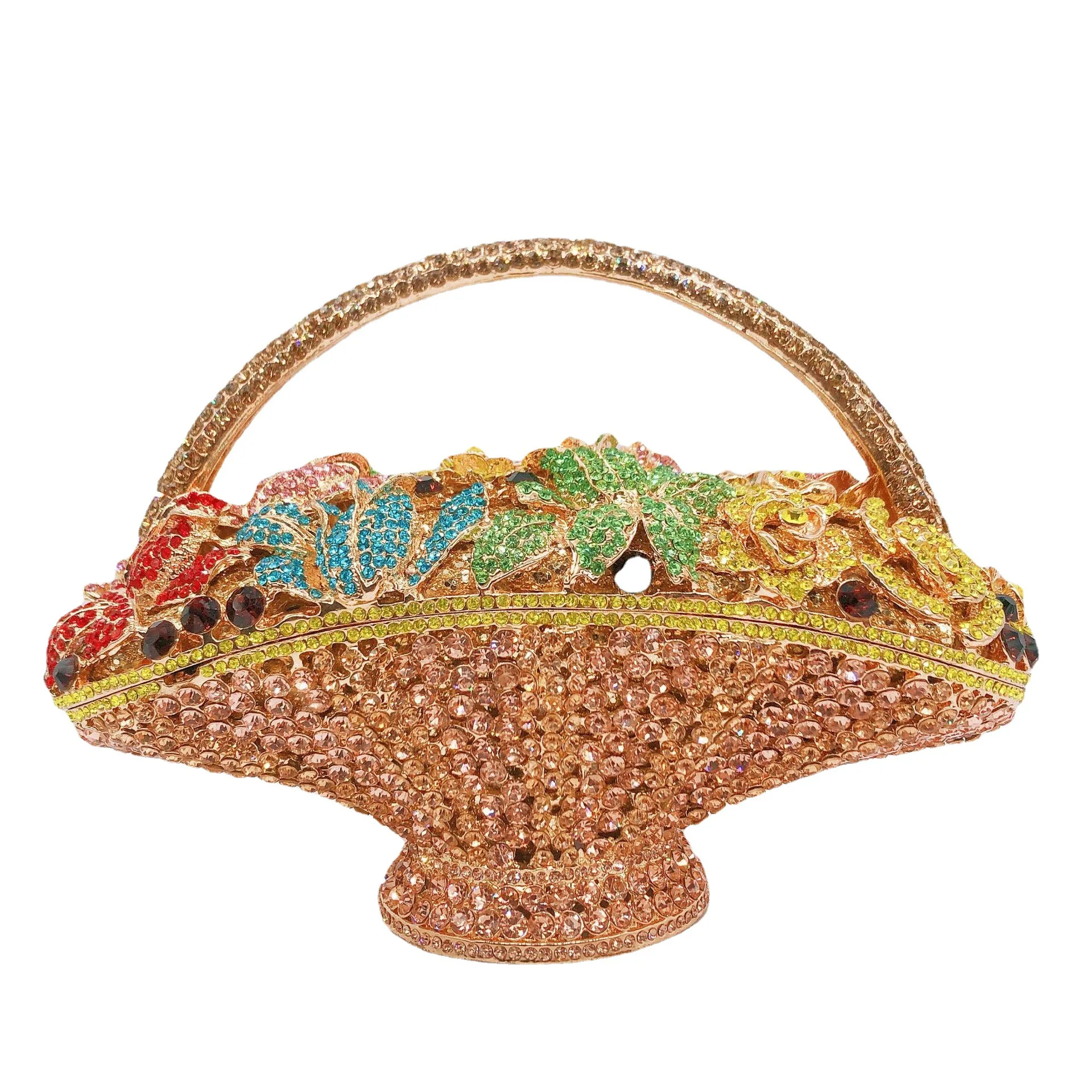 new-diamond-dinner-bag-full-diamond-flower-basket-hand-carry-women's-bag-banquet-shoulder-crossbody-basket-clutch