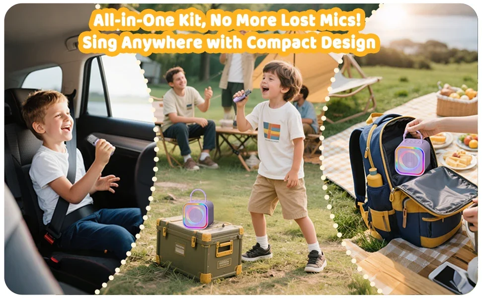 Karaoke Bluetooth Dual-Wireless-Mikrofon Lautsprecher Tragbare Anlage für Zuhause und Zimmer Mobiltelefon PC Computer TV – Detail 4
