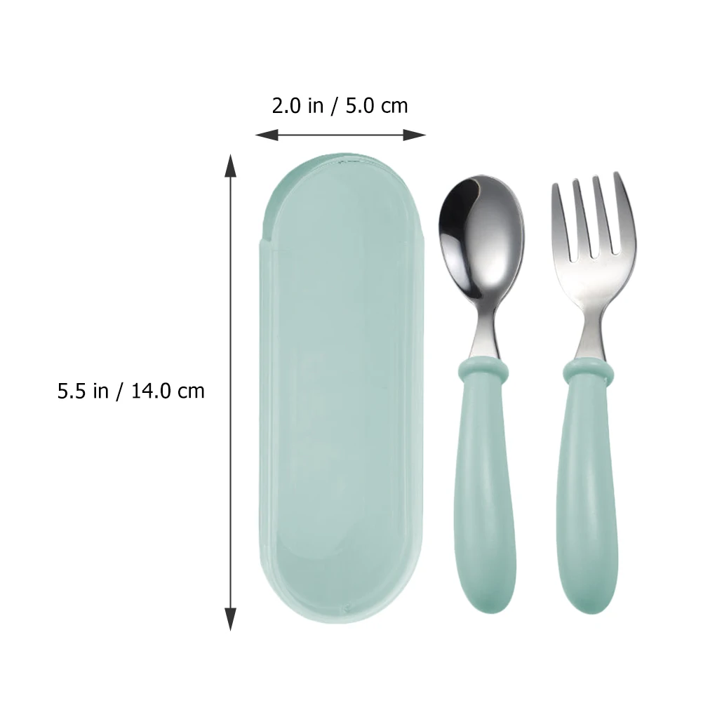 

2 set Stainless Steel Children Cutlery Set Cartoon Kids Spoon Fork Anti-Slip Tableware For Toddler Self-Feeding Baby Puree