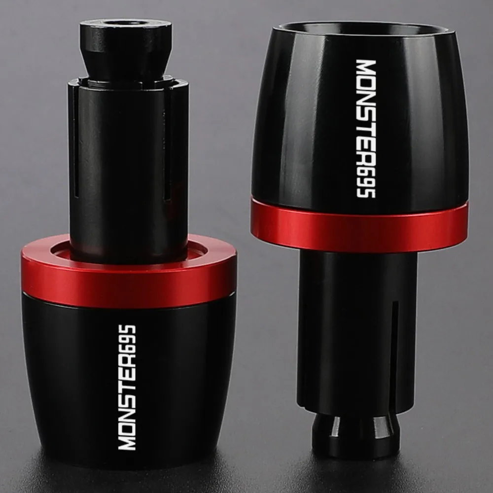 Para DUCATI MONSTER695 MONSTER 695 2007-2008 empuñaduras de manillar CNC para motocicleta extremos de barra tapa de 22MM enchufe de contrapeso deslizante Universal