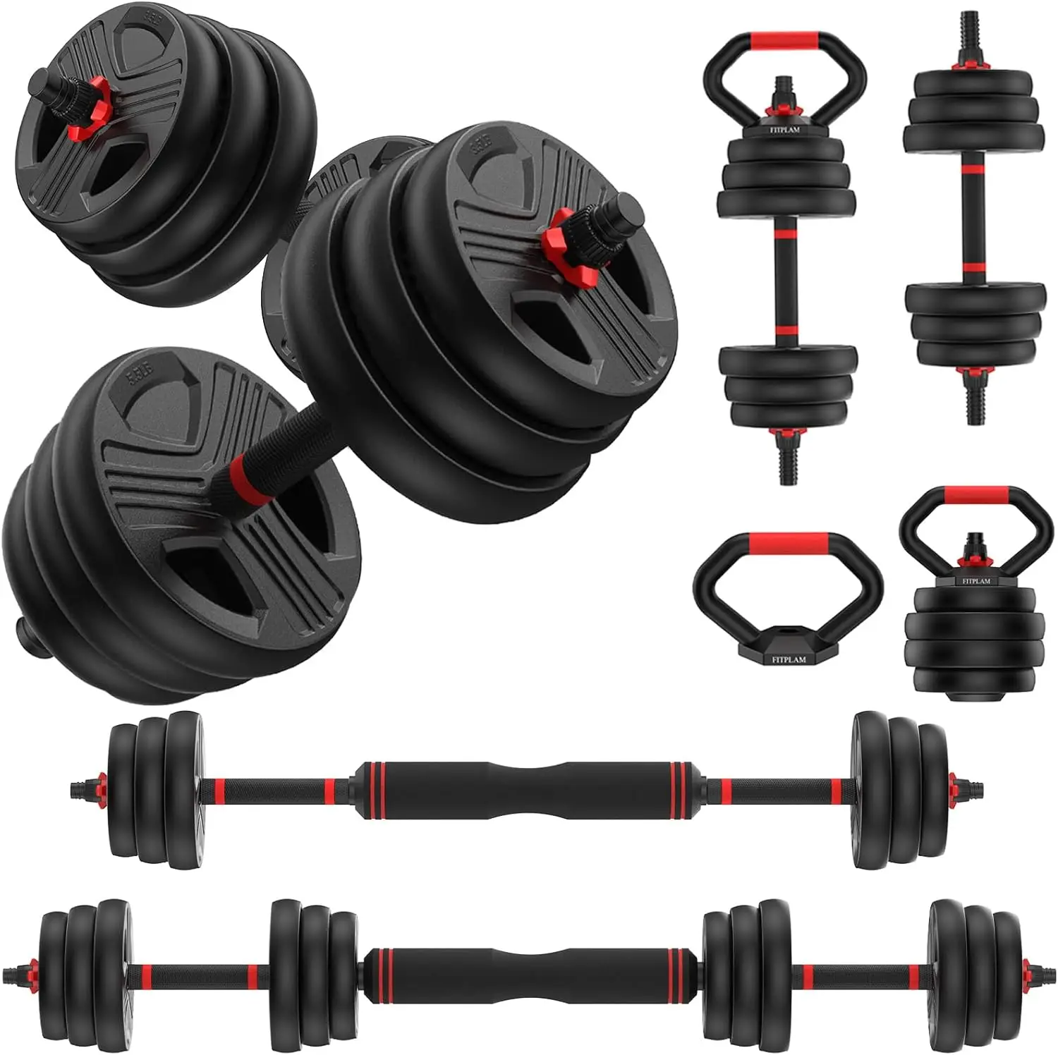 

Adjustable dumbbell set 45 lbs (22.5LB Pair) Free Weights set with upgraded nut 4 in 1 Weight Set Used as Kettlebells Barbell Pu