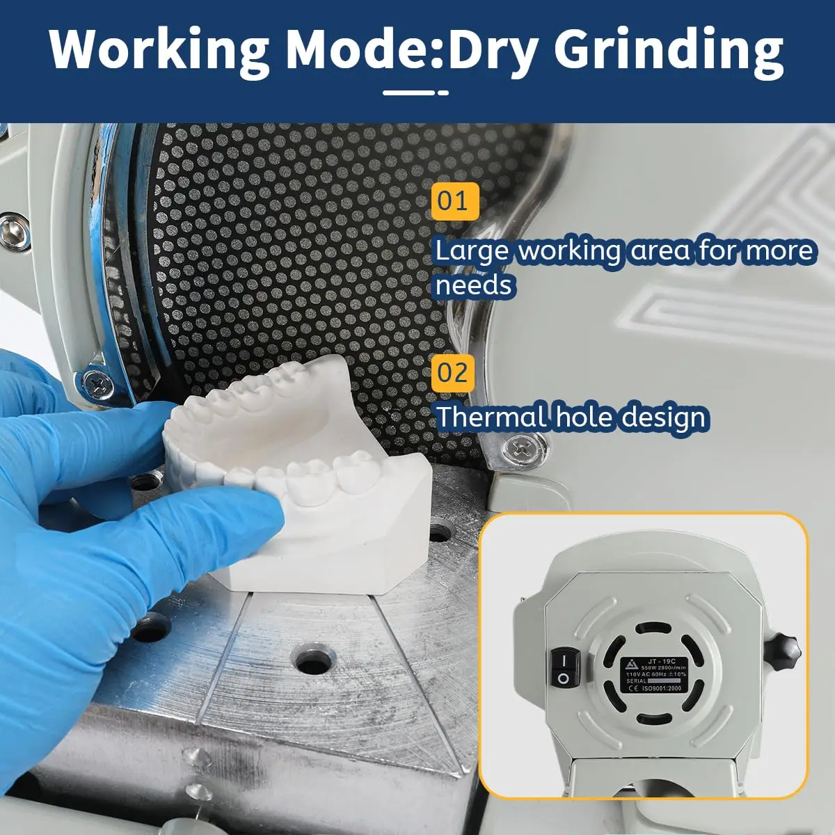 

Dental Gypsum Finishing Machine JT-19C Correcting Model Trimmer Polishing Grinding Machine with Water and Dry