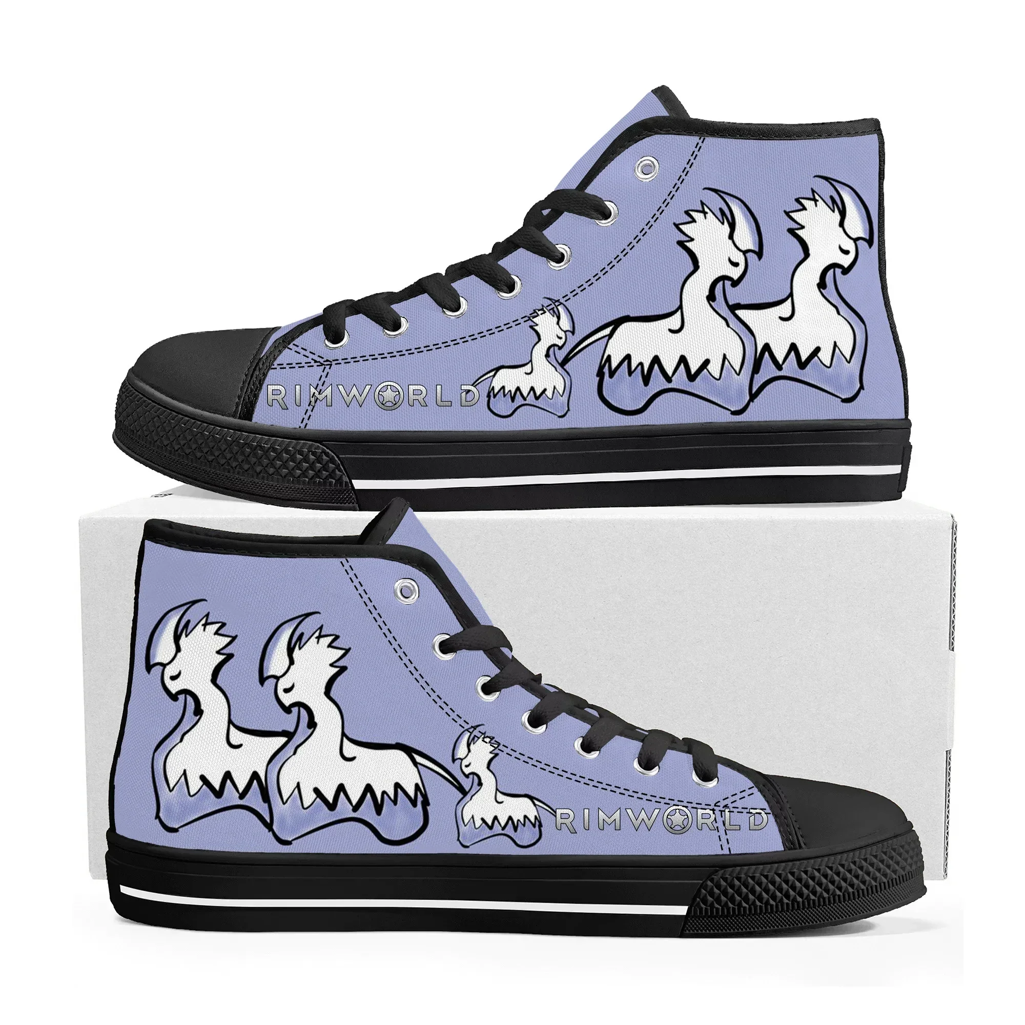 

RimWorld High Top Sneakers Hot Cartoon Game Mens Womens Teenager Fashion High Quality Canvas Sneaker Custom Built Couple Shoes