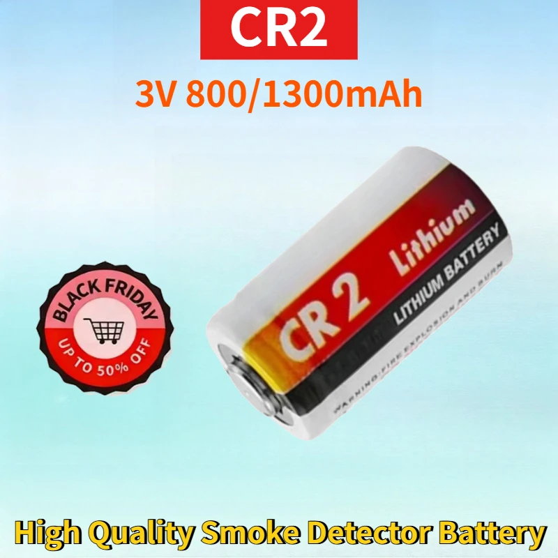 CR2 3V 800/1300mAh Lithium-ion Rechargeable Battery for Distance Measuring Equipment Camera Power Supply Smoke Detector Battery
