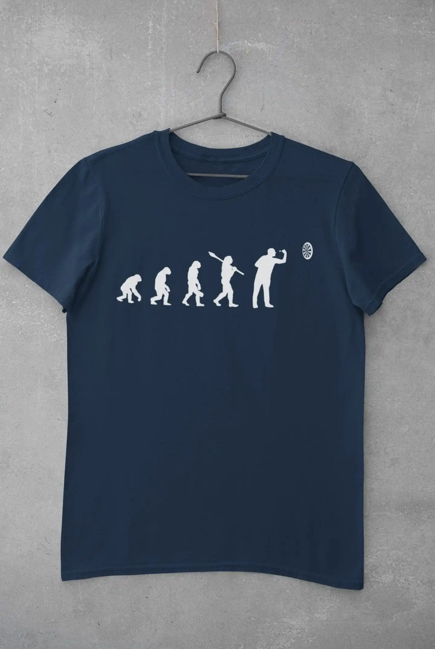 Camiseta de evolución de dardos, camisa de ape a través del hombre prehistórico a jugador en la oche, lanzar flechas EV3