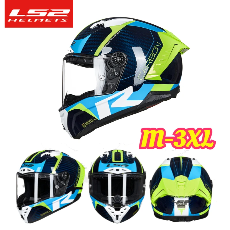 LS2 FF805 Carbon Fiber Full-Face Motorcycle Helmet Unisex Adult ECE Certified Professional Racing Helmet Casco Para Moto