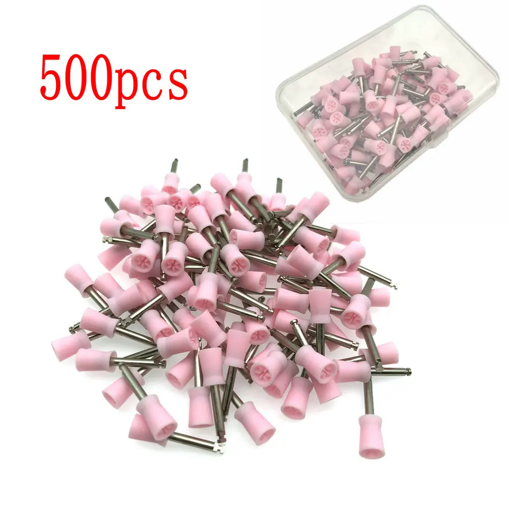 500Pcs Pink Dental Polishing Polish Prophy Cup Bowl Brush Latch Type