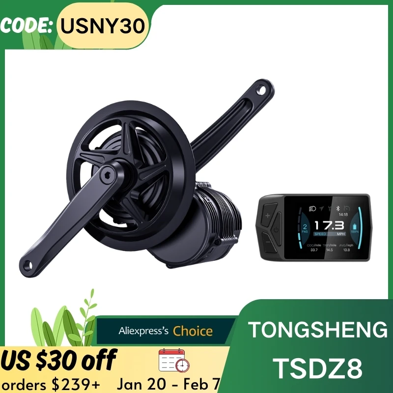 TONGSHENG TSDZ8 750W Mid-Drive Ebike Conversion Kit - Upgrade Your Ride with Powerful Electric Bike Kit and B02N-U Display