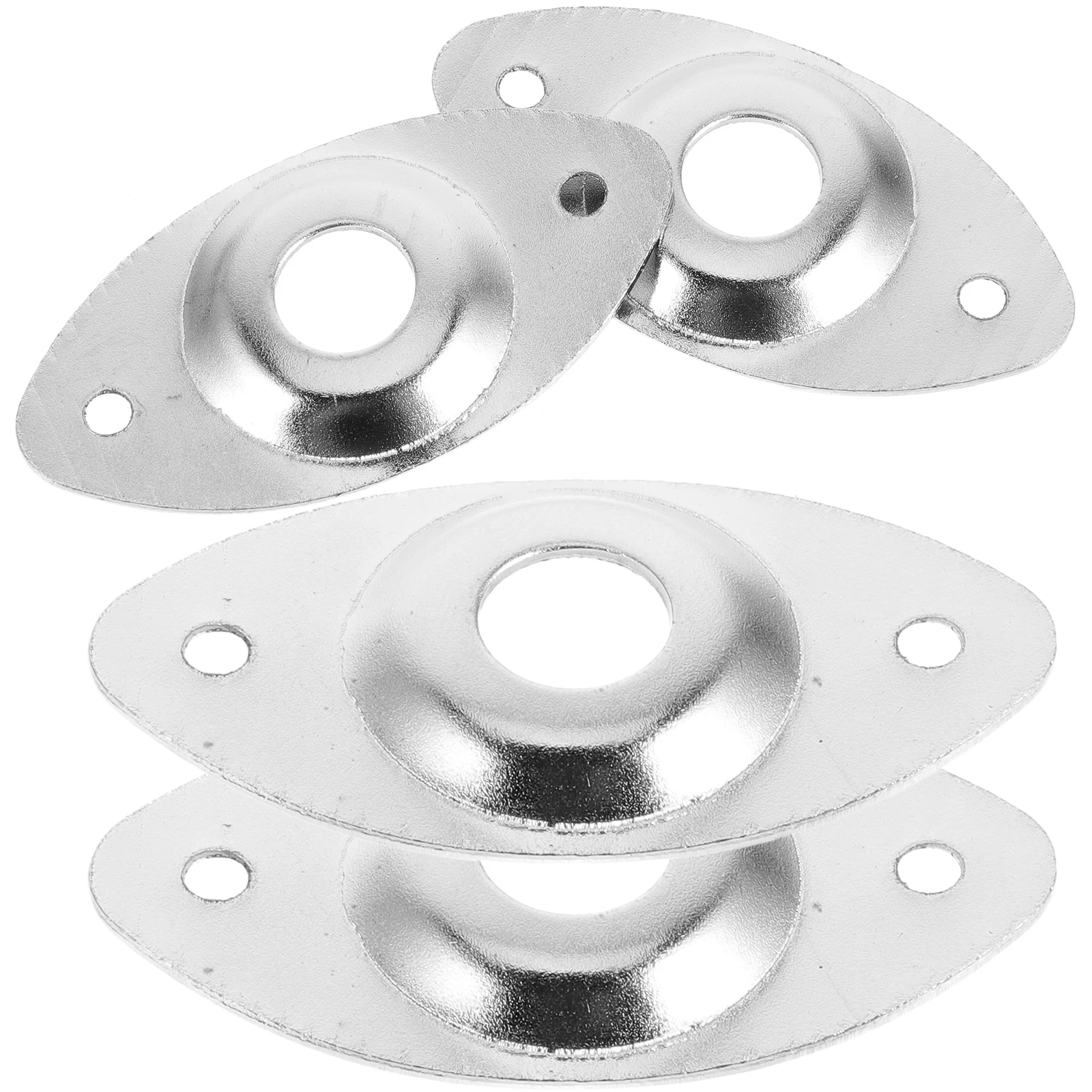 

4 Pcs Silver Metal Guitar Jack Plate Input Tool Electric Guitar Parts Replacement Accessories Oval Cover Cat Eye Metal Piece