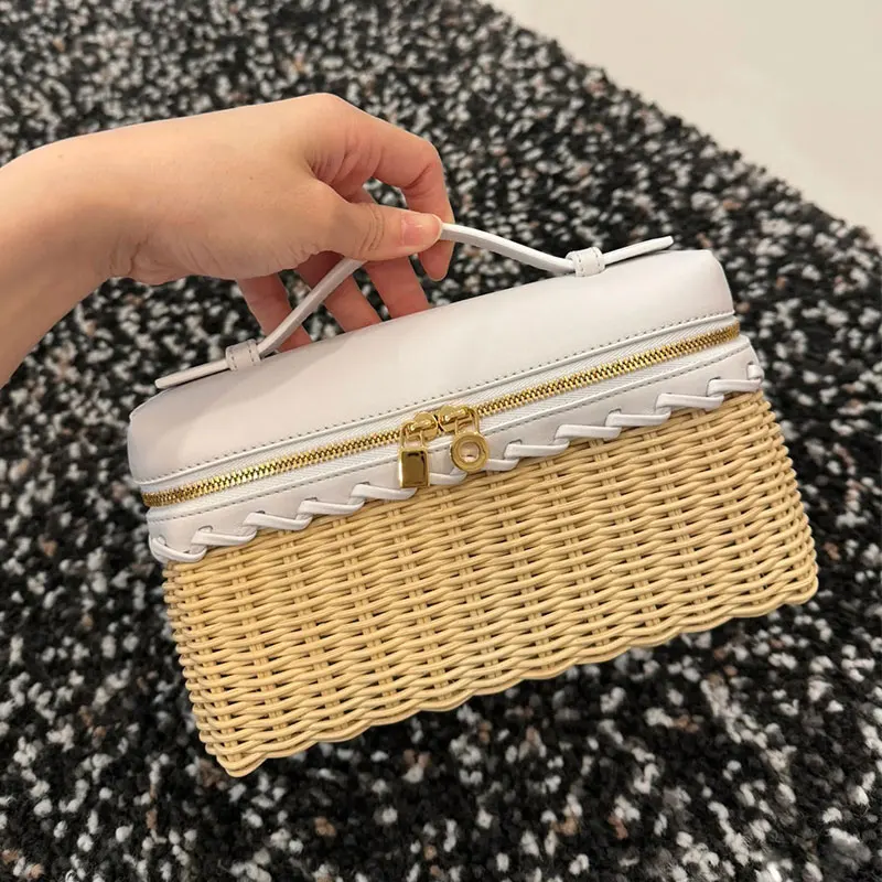 Woven Box Bag, Mini Bamboo Rattan Crossbody Handbag for Women