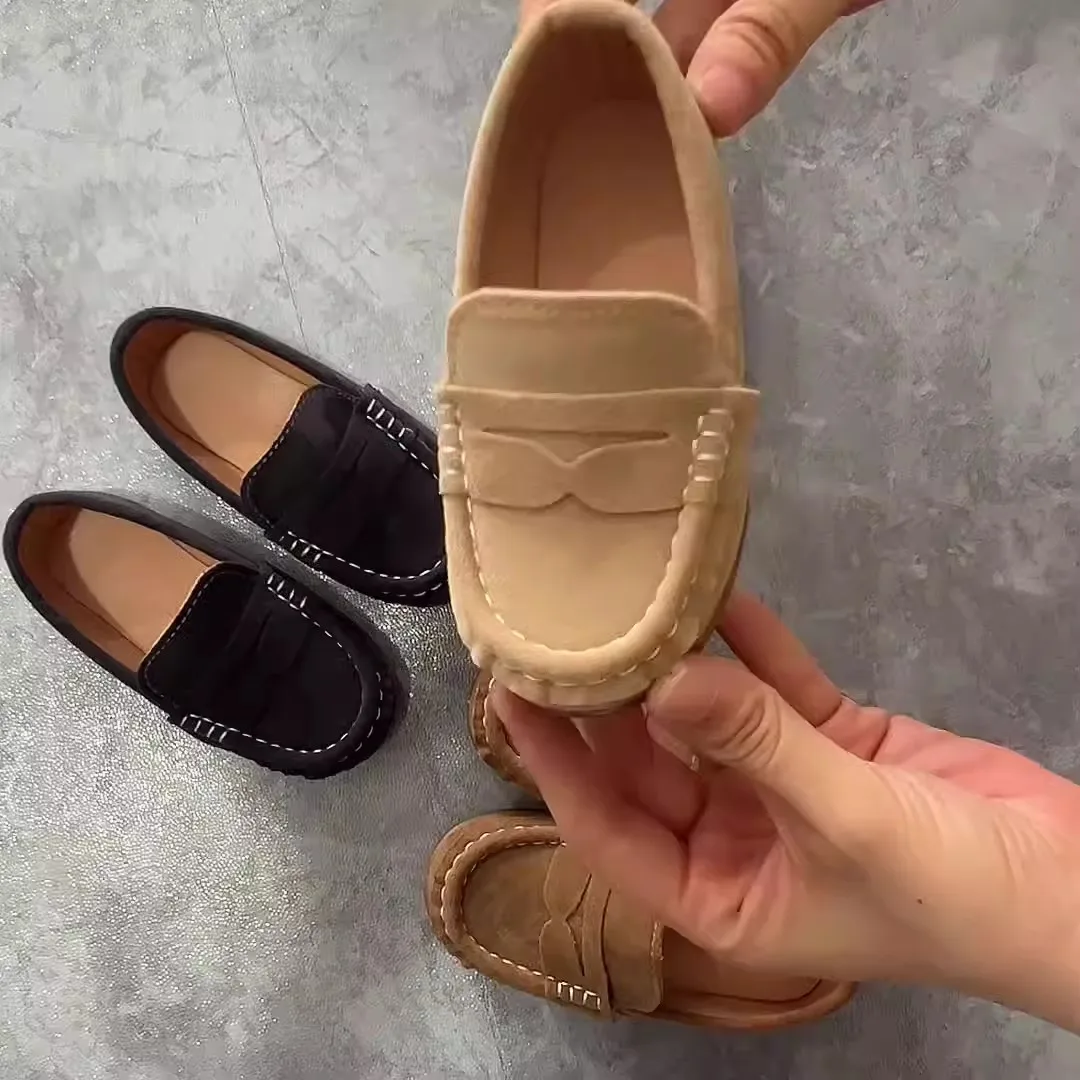 2023 New Kids Penny Loafers Flats Shoes PU Leather Spring Autumn Soft Children Toddle Little Boy Casual Solid Slip On Moccasi