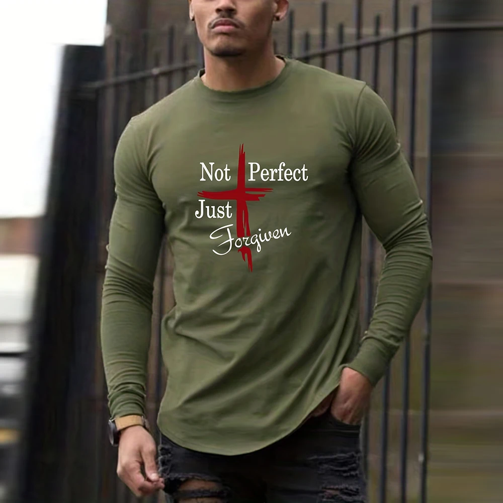 Men's Fitness Long Sleeve Shirt Men's Casual Fashion Tight Long Sleeve Gym Fitness Sports T-Shirt Printed Tops Running Speedo